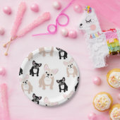 かわいいフレンチ・ブルドッグパターン ペーパープレート (パーティー)