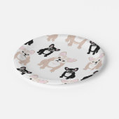 かわいいフレンチ・ブルドッグパターン ペーパープレート (アングル)