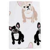 かわいいフレンチ・ブルドッグパターン ミディアムペーパーバッグ (正面)