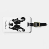 かわいいフレンチ・ブルドッグ犬の顔の名前をカスタムする ラゲッジタグ (正面横)