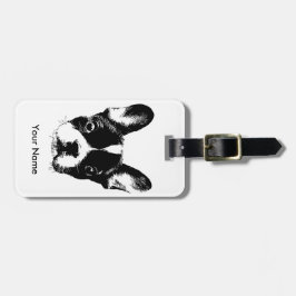 かわいいフレンチ・ブルドッグ犬の顔の名前をカスタムする ラゲッジタグ