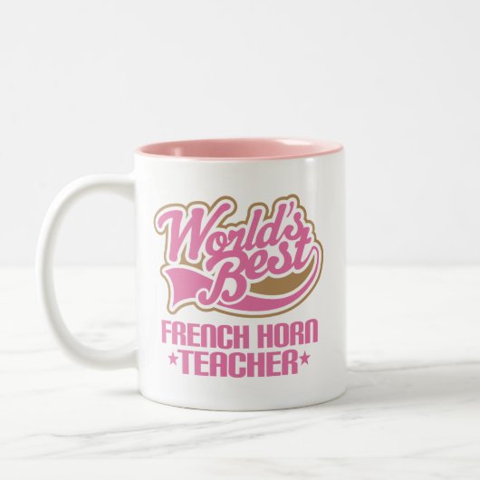 かわいいフレンチ・ホルンの先生のギフト ツートーンマグカップ (左)
