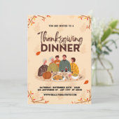 かわいいフレンドシフィングサンクスギビングディナー招待状 招待状 (スタンド正面)