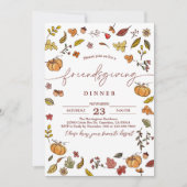 かわいいフレンドシフィングサンクスギビングディナー招待状 招待状 (正面)