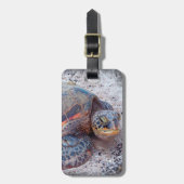 かわいいフレンドリーハワイアンウミガメ本羽撮影 ラゲッジタグ (正面縦)