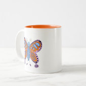 かわいいフレンドリーマンガ蝶イラストレーション ツートーンマグカップ (正面左)