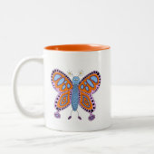 かわいいフレンドリーマンガ蝶イラストレーション ツートーンマグカップ (左)