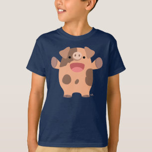 かわいいフレンドリーマンガ豚キッズTシャツ Tシャツ