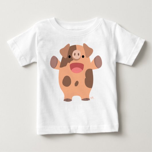 かわいいフレンドリーマンガ豚ベビーTシャツ ベビーTシャツ (正面)