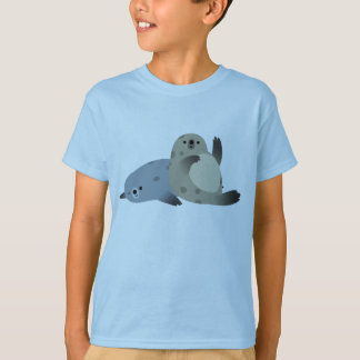 かわいいフレンドリー漫画の港シールキッズTシャツ Tシャツ