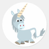 かわいいフレンドリー漫画ユニコーンのステッカー ラウンドシール (正面)