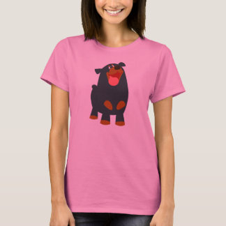 かわいいフレンドリー漫画ロットワイラー女性Tシャツ Tシャツ