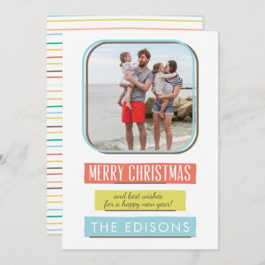 かわいいフレームホリデーフォトカード シーズンカード (正面/裏面)