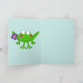 かわいいフロギーと恋カスタム文字 カード (内部)