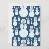 かわいいフロスティーブルーの雪だるま水彩模様 招待状 (裏面)