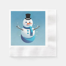 かわいいフロスティー雪だるまイラストペーパーナプキン 縁ありカクテルナプキン