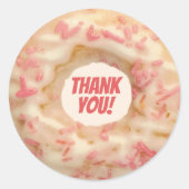 かわいいフロストドーナツとピンクの振りかけありがとう ラウンドシール (正面)