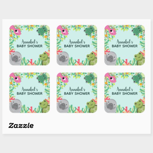 かわいいフロリダの動物の赤ちゃんシャワー スクエアシール (シート)