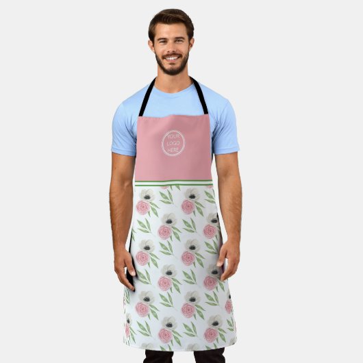 かわいいフローラあなたのロゴはこちらエプロン エプロン (着用した状態)