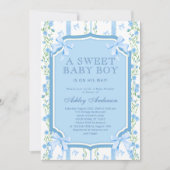 かわいいフローラとボウボーイ赤ちゃんシャワー 招待状 (正面)