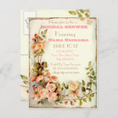 かわいいフローラのシャワー招待状 インビテーションポストカード (正面/裏面)