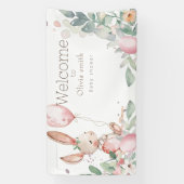 かわいいフローラの小さなバニーの赤ちゃんシャワー 横断幕 (縦)