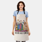 かわいいフローラの本と猫 エプロン (着用した状態)
