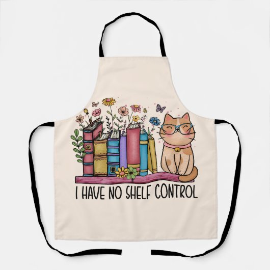 かわいいフローラの本と猫 エプロン (正面)