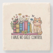 かわいいフローラの本と猫 ストーンコースター (正面)