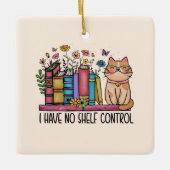 かわいいフローラの本と猫 セラミックオーナメント (正面)