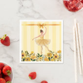 かわいいフローライエローバレリーナリボンベビーシャワー スタンダードカクテルナプキン (インサイチュ)