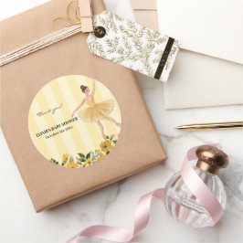 かわいいフローライエローバレリーナリボンベビーシャワー ラウンドシール