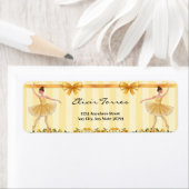 かわいいフローライエローバレリーナリボンベビーシャワー ラベル (インサイチュ)