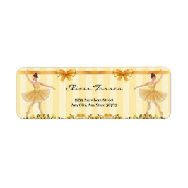 かわいいフローライエローバレリーナリボンベビーシャワー ラベル