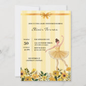 かわいいフローライエローバレリーナリボンベビーシャワー 招待状 (正面)