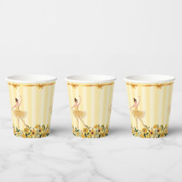 かわいいフローライエローバレリーナリボンベビーシャワー 紙コップ