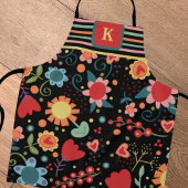 かわいいフローライニシャル料理ウィメンズ エプロン