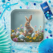 かわいいフローライースターバニーパーソナライズされたパーティー ペーパープレート (パーティー)