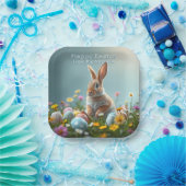 かわいいフローライースターバニーパーソナライズされたパーティー ペーパープレート (パーティー)