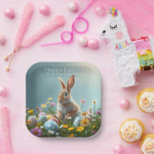 かわいいフローライースターバニーパーソナライズされたパーティー ペーパープレート (パーティー)