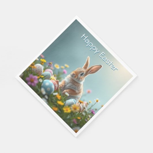 かわいいフローライースターバニーパーティー スタンダードランチョンナプキン (角)