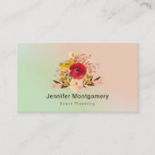 かわいいフローラウォーターカラーブーケイベント計画 名刺 (正面)