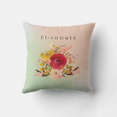 かわいいフローラウォーターカラーブーケパーソナライズされた クッション (裏面)