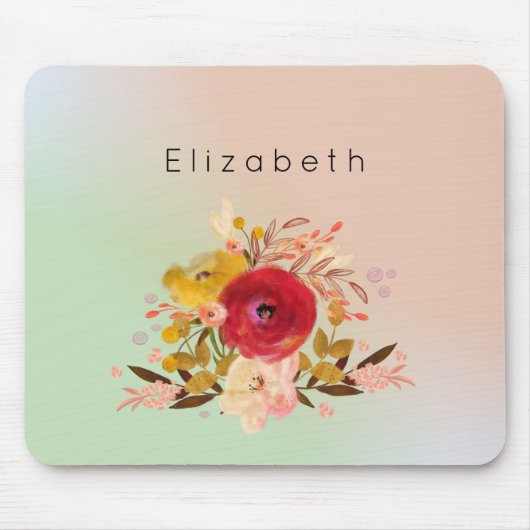 かわいいフローラウォーターカラーブーケパーソナライズされた マウスパッド (正面)