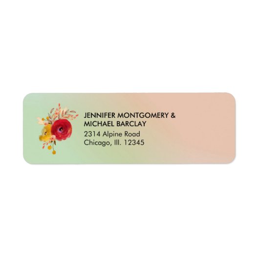 かわいいフローラウォーターカラーブーケ ラベル (正面)