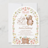 かわいいフローラウッドランドベアーリトルカブ1st誕生日 招待状 (正面)