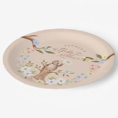 かわいいフローラウッドランド編みクマのベビーシャワー ペーパープレート (アングル)