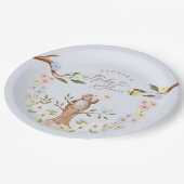 かわいいフローラウッドランド編みクマのベビーシャワー ペーパープレート (アングル)