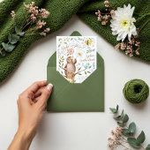 かわいいフローラウッドランド編みクマのベビーシャワー 招待状