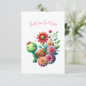 かわいいフローラウミガメありがとうノートカード サンキューカード (スタンド正面)